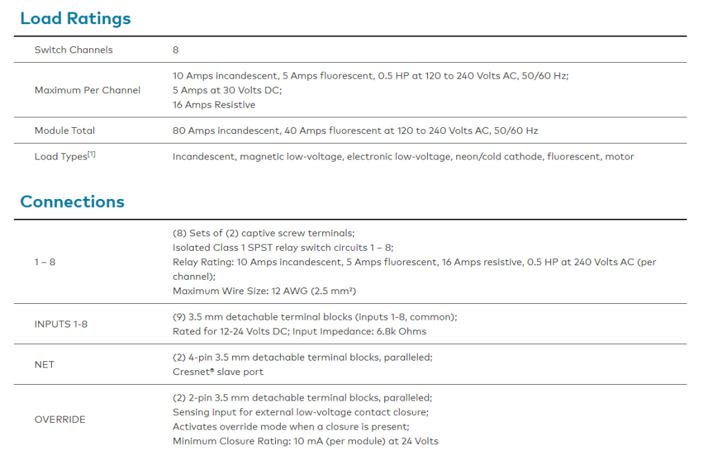 Crestron DIN-8SW8-I 8通道照明控制模塊